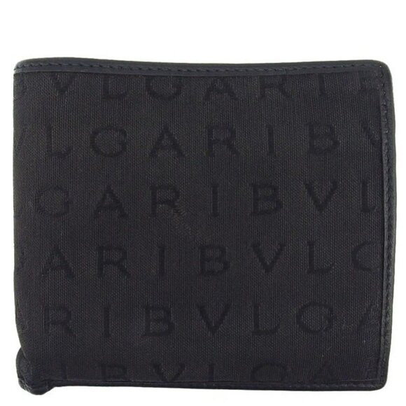 BVLGARI Bifold Wallet Logomania Canvas x Leather Authentic Used - Picture 1 of 10
